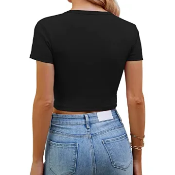 Artfish Women's Crop Top Stylish Casual Tee for Teens