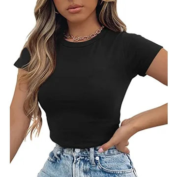 Artfish Women's Crop Top Stylish Casual Tee for Teens