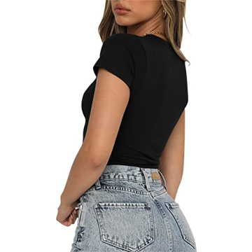 Artfish Women's Crop Top Stylish Casual Tee for Teens