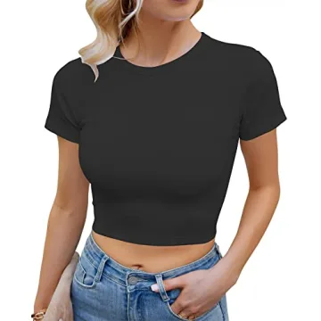 Artfish Women's Crop Top Stylish Casual Tee for Teens