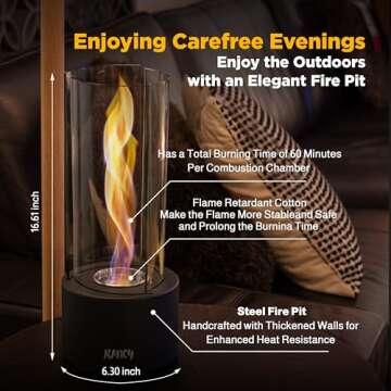 Rancy Tornado Tabletop Fireplace – Tornado Tabletop Fireplacee – Stylish Outdoor Indoor Décor – Modern Patio Accessory & Portable Fireplace