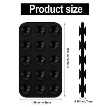 Silicone Suction Cup Phone Case Holders, Double Sided Suction Cup Multipurpose Rectangle Phone Suction Mount for Car Mini Suction Cup Mat for Mobile Power Mobile Phones (Black)