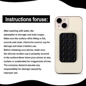 Silicone Suction Cup Phone Case Holders, Double Sided Suction Cup Multipurpose Rectangle Phone Suction Mount for Car Mini Suction Cup Mat for Mobile Power Mobile Phones (Black)