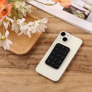 Silicone Suction Cup Phone Case Holders, Double Sided Suction Cup Multipurpose Rectangle Phone Suction Mount for Car Mini Suction Cup Mat for Mobile Power Mobile Phones (Black)