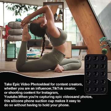 Silicone Suction Cup Phone Case Holders, Double Sided Suction Cup Multipurpose Rectangle Phone Suction Mount for Car Mini Suction Cup Mat for Mobile Power Mobile Phones (Black)