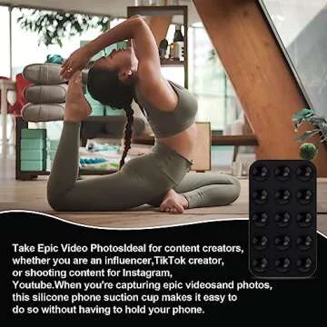 Silicone Suction Cup Phone Case Holders, Double Sided Suction Cup Multipurpose Rectangle Phone Suction Mount for Car Mini Suction Cup Mat for Mobile Power Mobile Phones (Black)