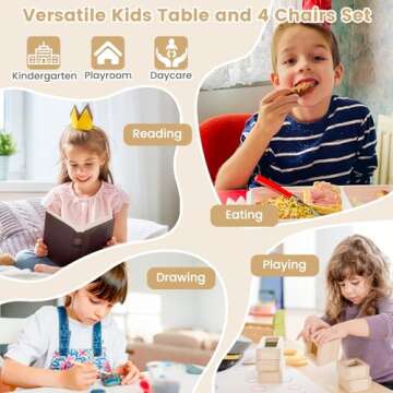 HONEY JOY Kids Table and Chair Set, Bentwood Toddler Round Table and 4 Chairs for Craft Art, Building Block, 5-Piece Children Furniture Set for Daycare, Kindergarten, Playroom (Colorful)