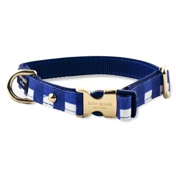 kate spade new york Cute Dog Collar with Gold Metal Details & Plastic Buckle, 10.5” to 13.5” Adj...