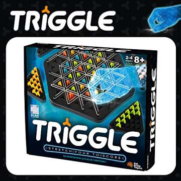Fat Brain Toys Triggle - Stretch Four to Score [Fun Family Brainteaser Strategy Game for Kids, Teens, & Adults] Rubber Band Triangle Game