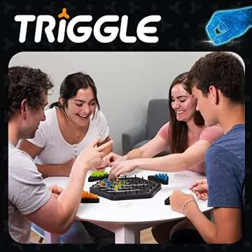 Fat Brain Toys Triggle - Stretch Four to Score [Fun Family Brainteaser Strategy Game for Kids, Teens, & Adults] Rubber Band Triangle Game