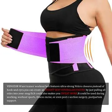 VENUZOR Waist Trainer Belt for Women - Waist Cincher Trimmer - Slimming Body Shaper Belt - Sport Girdle Belt (UP Graded)(Purple,XL)