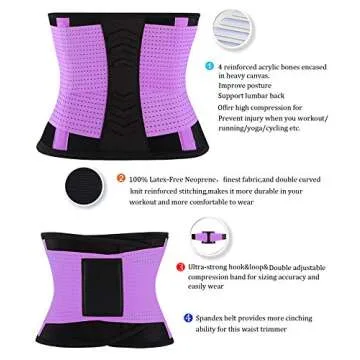VENUZOR Waist Trainer Belt for Women - Waist Cincher Trimmer - Slimming Body Shaper Belt - Sport Girdle Belt (UP Graded)(Purple,XL)