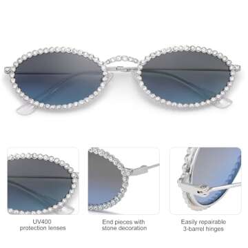 SOJOS Retro Rhinestone Sunglasses for Trendy Style