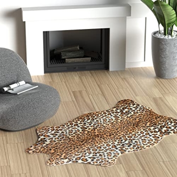 MACEVIA Leopard Rug Non-Slip Area Carpet for Home