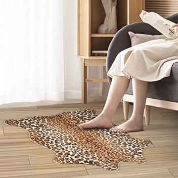 MACEVIA Leopard Rug Non-Slip Area Carpet for Home