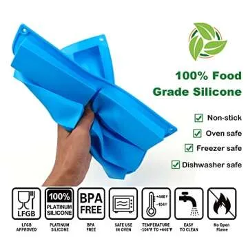 Sidosir 3Pcs Granola Bar Mold Silicone Mold, 8-Cavity Rectangle Molds for Energy Bar, Silicone Baking Molds for Large Granola Bar (3, Blue, 8-Cavity)