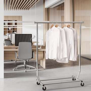 Simple Houseware Supreme Commercial Grade Clothing Garment Rack, 51 to 75 Inches Extensible Rod, Chrome