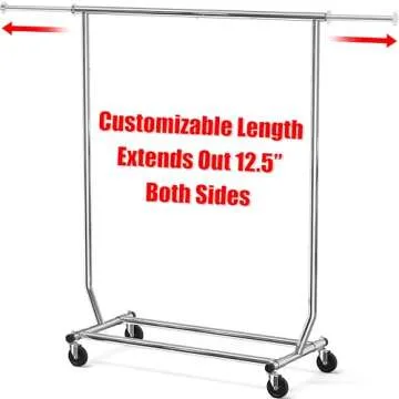 Simple Houseware Supreme Commercial Grade Clothing Garment Rack, 51 to 75 Inches Extensible Rod, Chrome