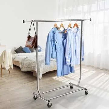 Simple Houseware Supreme Commercial Grade Clothing Garment Rack, 51 to 75 Inches Extensible Rod, Chrome