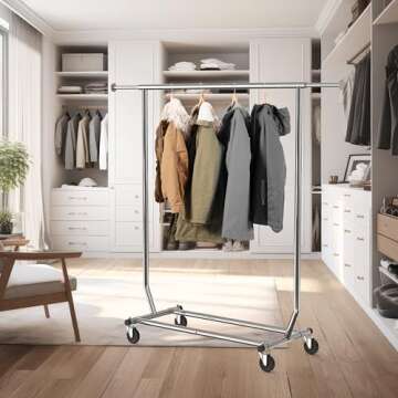 Simple Houseware Supreme Commercial Grade Clothing Garment Rack, 51 to 75 Inches Extensible Rod, Chrome