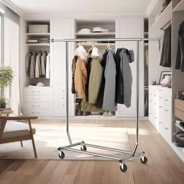 Simple Houseware Supreme Commercial Grade Clothing Garment Rack, 51 to 75 Inches Extensible Rod, Chrome