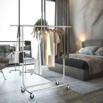 Simple Houseware Supreme Commercial Grade Clothing Garment Rack, 51 to 75 Inches Extensible Rod, Chrome