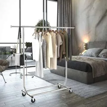 Simple Houseware Supreme Commercial Grade Clothing Garment Rack, 51 to 75 Inches Extensible Rod, Chrome