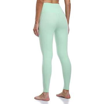 Colorfulkoala Women's High Waisted Tummy Control Workout Leggings 7/8 Length Yoga Pants with Pockets (M, Mint Green)