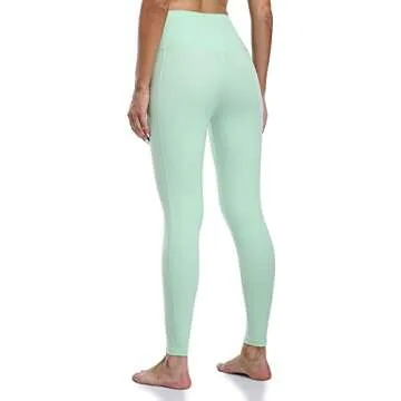 Colorfulkoala Women's High Waisted Tummy Control Workout Leggings 7/8 Length Yoga Pants with Pockets (M, Mint Green)