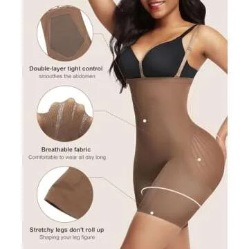 Lover-Beauty Butt Lifting Shapewear Tummy Control Strapless Fajas BBL Shorts Butt Lifter Seamless Body Shaper Brown, M/L