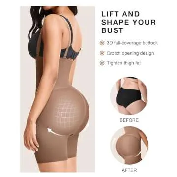 Lover-Beauty Butt Lifting Shapewear Tummy Control Strapless Fajas BBL Shorts Butt Lifter Seamless Body Shaper Brown, M/L