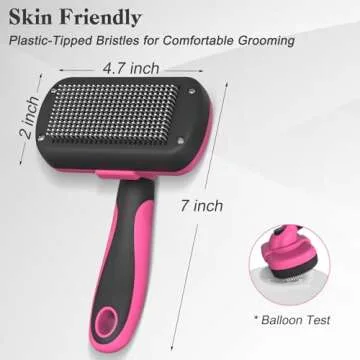 Swihauk Self Cleaning Slicker Brush for Dogs & Cats - Skin Friendly Grooming, Deshedding, Hair Removal for Puppies & Long/Short Haired Pets, Pet Supplies Accessory, Pink