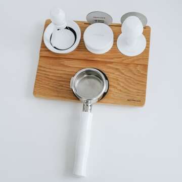 Normcore Tamping Mat - Natural OAK Espresso Tamping Station - Coffee Tamper Holder Mat Portafilter Mat For Baristas - Patent Pending - Solid American White OAK Wood