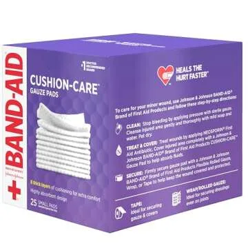 Band-Aid Absorbent Cushion Care Gauze Pads for First Aid