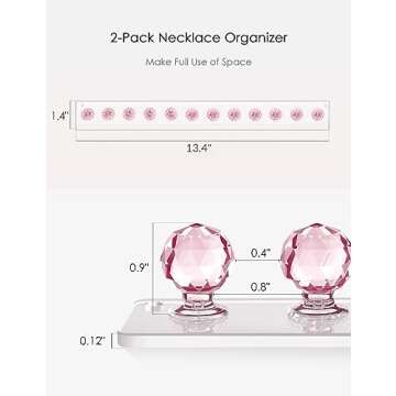 Heesch Necklace Holder Pink, Acrylic Necklace Hanger Wall Mount, Hanging Necklace Organizer, Jewelry...