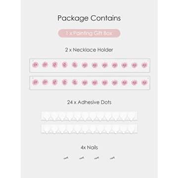 Heesch Necklace Holder Pink, Acrylic Necklace Hanger Wall Mount, Hanging Necklace Organizer, Jewelry Hooks for Necklaces, Bracelets, Chains (2-pack Pink)