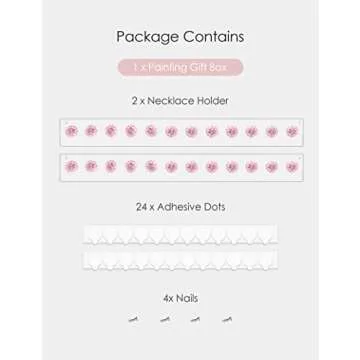 Heesch Necklace Holder Pink, Acrylic Necklace Hanger Wall Mount, Hanging Necklace Organizer, Jewelry Hooks for Necklaces, Bracelets, Chains (2-pack Pink)