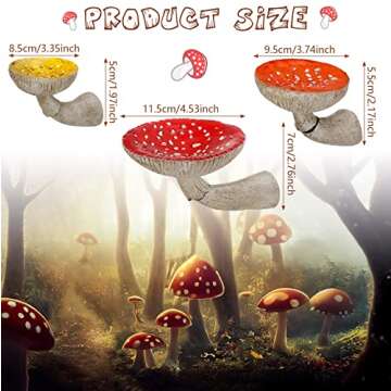 Cute Mushroom Wall Floating Shelf Whimsical Mushroom Room Decor Wall Mounted Hanging Shelves for Bedroom Living Room Bathroom Kitchen (3 Pcs, Mixed Sizes)