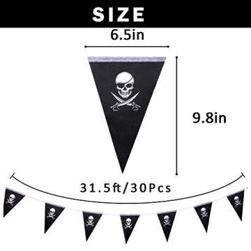 Whaline 31.5ft Skull Pirate Banner for Parties