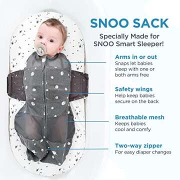 Happiest Baby SNOO Sleep Sack - 100% Organic Cotton Baby Swaddle Blanket - Doctor Designed Promotes ...