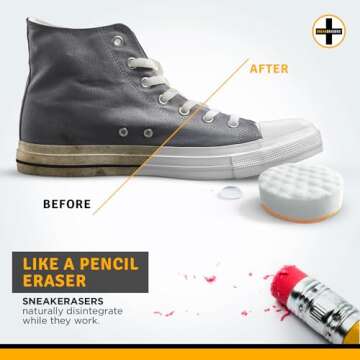 SneakERASERS Instant Midsole and Sneaker Cleaner, Premium, Disposable, Dual-Sided Sponge for Cleaning, SneakERASERS Instant Sneaker Cleaner Pre-Moistened