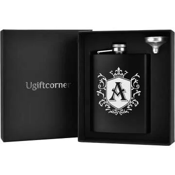 Monogrammed Stainless Steel Hip Flask for Men