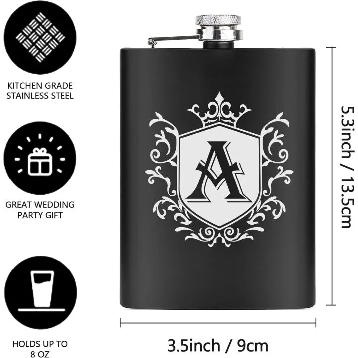 Monogrammed Stainless Steel Hip Flask for Men
