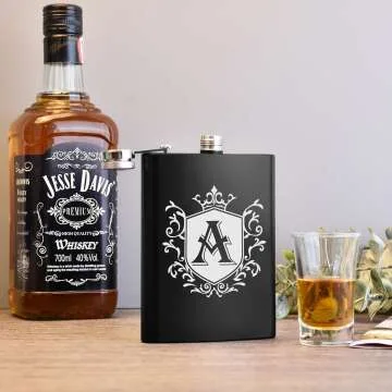 Monogrammed Stainless Steel Hip Flask for Men
