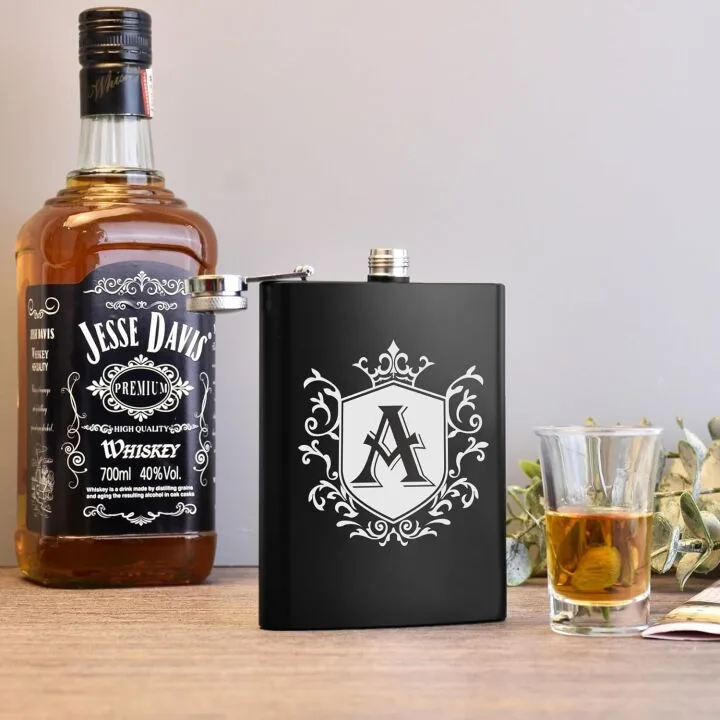Monogrammed Stainless Steel Hip Flask for Men
