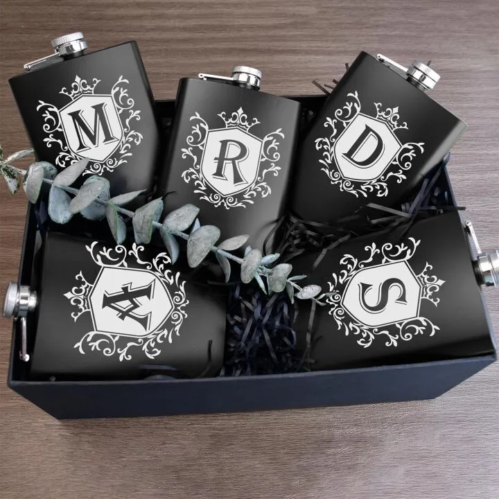 Monogrammed Stainless Steel Hip Flask for Men