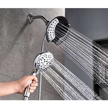 GRICH Dual Shower Head with Handheld: 2 IN 1 High Pressure Handheld Shower Head & Rainfall Shower He...