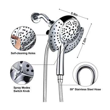 GRICH 2 IN 1 High Pressure Handheld & Rainfall Shower Head