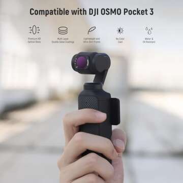 NEEWER Magnetic Variable ND&UV&CPL Filter Set Compatible with DJI OSMO Pocket 3 Creator Combo Access...