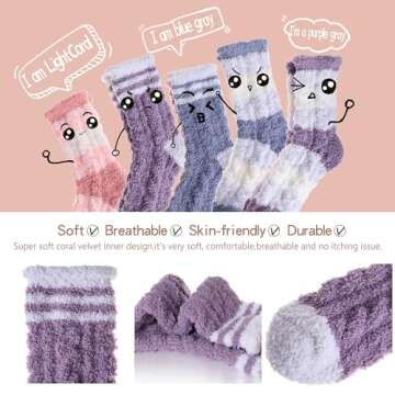 EBMORE Womens Fuzzy Socks Fluffy Cozy Comfy Warm Cabin Plush Fleece Sleep Soft Winter Socks Christmas Birthday Gifts Stocking Stuffers for Teen Girls Women Mom Wife(Mix Stripe Weave B)